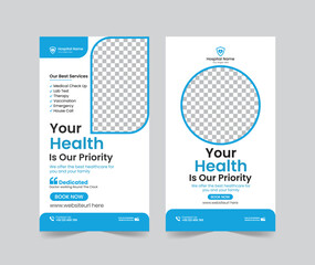 Medical healthcare social media stories post template design, medical social media stories template, promotional medical story web banner for hospital, medical stories post template for clinic
