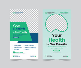 Medical healthcare social media stories post template design, medical social media stories template, promotional medical story web banner for hospital, medical stories post template for clinic