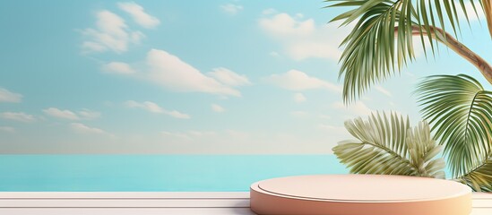 Fototapeta premium a podium showcasing products in a tropical summer setting