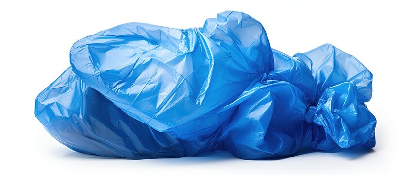 Blue plastic bag ball isolated on white