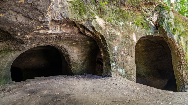 Famous caves Desolate churches II (Pust kostely II), there is a smaller artificial underground space right by the road from Velenice to Svitavy, The Czech republic