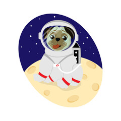 puppy astronaut in a spacesuit on the moon © Iulia Bobuh