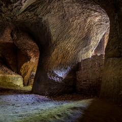 Famous caves Desolate churches II (Pust kostely II), there is a smaller artificial underground space right by the road from Velenice to Svitavy, The Czech republic
