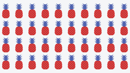 Fun pineapple with red and blue color pattern vector illustration. Abstract pineapple pattern background. Good for wallpaper or textile fabric