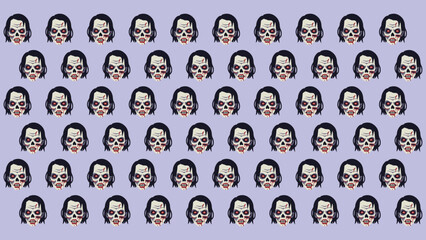 Zombie head pattern vector illustration, flat zombie head halloween pattern background vector art isolated on a white background