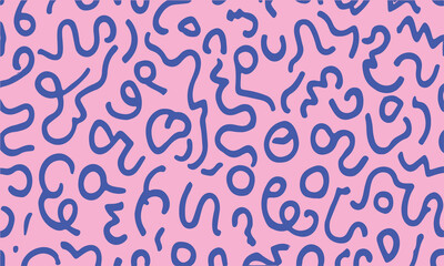 Wavy shapes and swirling strokes. Vector seamless pattern. Attractive multi-colored design, children's doodle lines, suitable for general background illustrations.