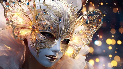 Fotobehang Venice carnival mask, fantasy, highly detailed © Savinus