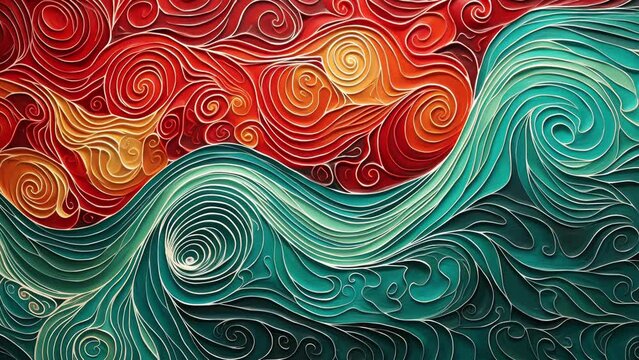 Fusion of traditional wave batik motifs. Wave animation for live wallpaper or screensaver
