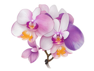 Naklejka na ściany i meble Phalaenopsis orchid watercolor in gradient backgorund AI Image Generation.
