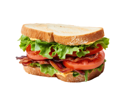 Bacon Lettuce and Tomato Sandwich Isolated on a transparent Background