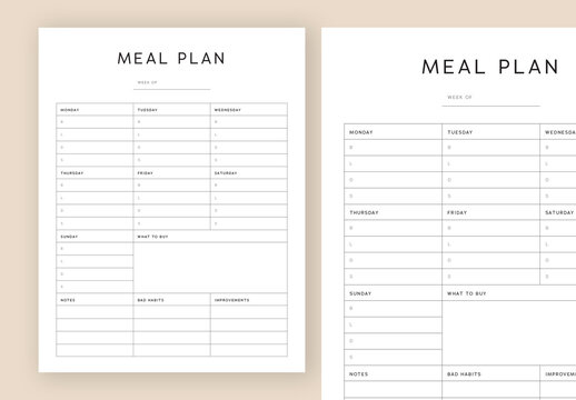 Minimalist Meal Planner Design Layout