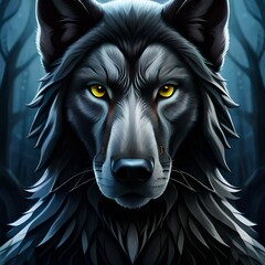 wolf head portrait Created using generative AI tools