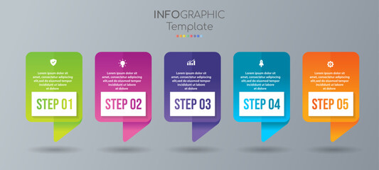 Vector Graphic of Infographic Element Design Templates with Icons and 5 Options or Steps. Suitable for Process Diagram, Presentations, Workflow Layout, Banner, Flow Chart, Infographic