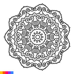 Mandala Art for Coloring Book. Clean Decorative round ornament. Oriental pattern, Vector illustration Coloring book page. Circular pattern in form of mandala for Henna, Mehndi, tattoo, decoration.