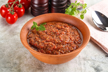 Spanish traditional gazpacho tomato soup