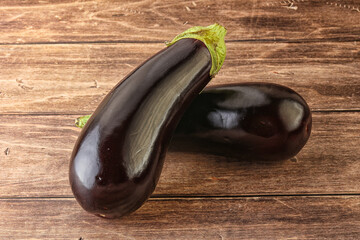 Two Fresh ripe black eggplants