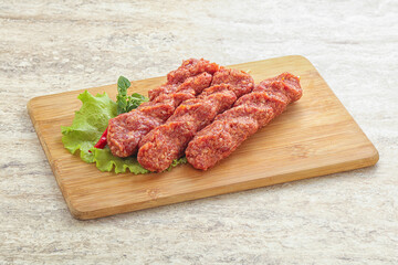 Raw beef kebab minced meat