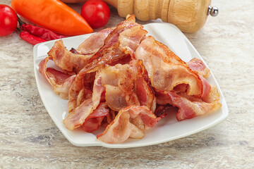 Fried bacon snack for breakfast
