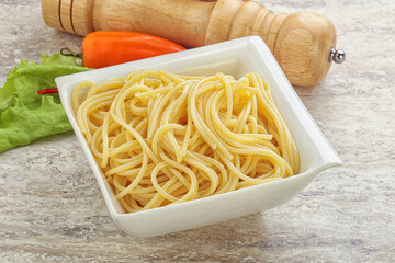 Italian pasta boiled spaghetti with oil