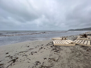 Ibiza, Spain - September 04, 2023 : View of platja d'en bossa after the storm