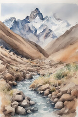 watercolor mountain landscape colorado mountains 