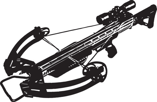 black crossbow with scope, weapon, hunting clip art preview