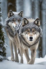 Fototapeta premium wolf in snow