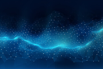 Smooth mesh and waves - abstract blue geometric digital technology background.  Concept for neural network, big data, communication, data stream, cyber data flow,  AI, cloud computing. Generative AI