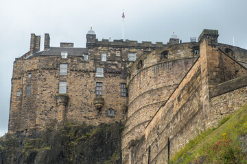 View of the Half-Moon Battery and the Royal Palace of Edinburgh Castle, Scotland