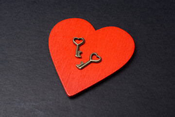  Heart or Love icon with a retro key as love and romance concept