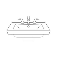 Hand drawn Cartoon Vector illustration bathroom sink icon in doodle style