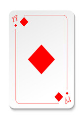 Ace of Diamonds. Strict simple playing card design. Vector illustration isolated on white background