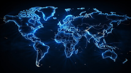 global map with glowing dots