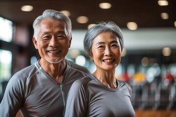 Active Senior Couple Exercising, senior fitness routine, elderly couple staying active, fitness and...