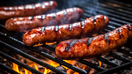  grilled sausages on the grill