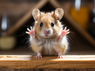 Obraz premium adorable hamster standing on his rear paws