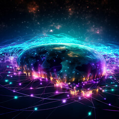 Futuristic background about the Internet coverage of the entire planet created with Generative Ai