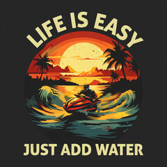 Jet Ski Vintage tshirt design vector illustration