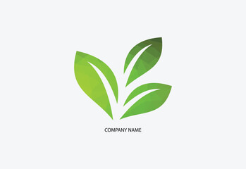  Low poly green leaf ecology nature vector icon