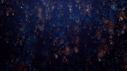 3D rendering of brightly colored particle confetti descends elegantly, swirling through the air