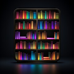 Simple design icon of a bookshelf. Made with Generative AI.