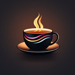 Obraz premium Simple design of a coffee cup logo. Made with Generative AI.