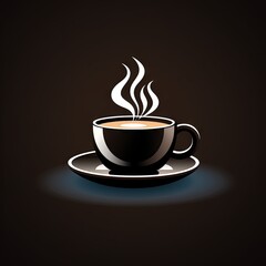 Simple design of a coffee cup logo. Made with Generative AI.
