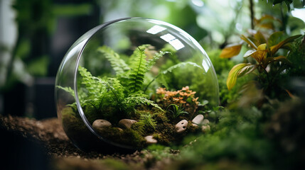 A plant terrarium, lots of natural light created with Generative Ai