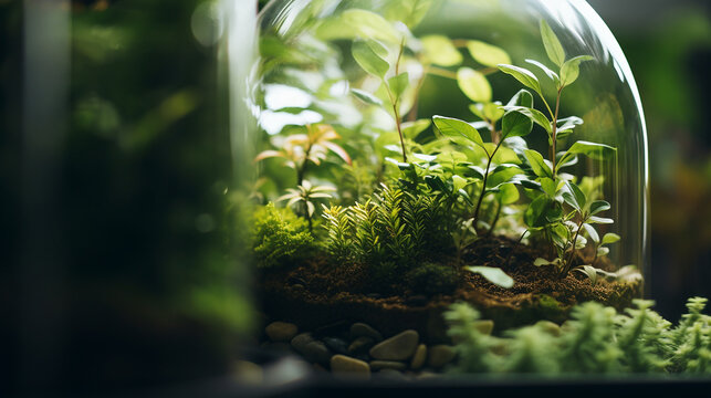 A plant terrarium, lots of natural light created with Generative Ai