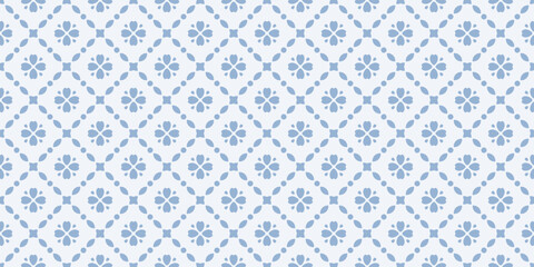 Seamless banner with blue geometric flowers