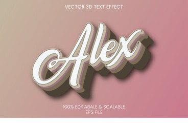 Vector alex font typography editable text effect style
