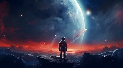 Fototapeta premium un astronaute dans l'espace, généré par IA