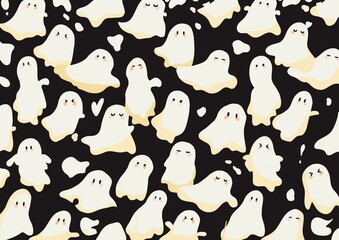 Halloween little ghost cute in black background 