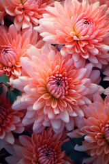 Unique bright texture of pink large chrysanthemums